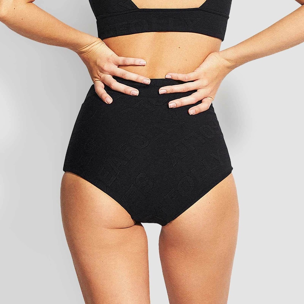 SeaFolly Black Your Type High Waisted  Bikini Bottom